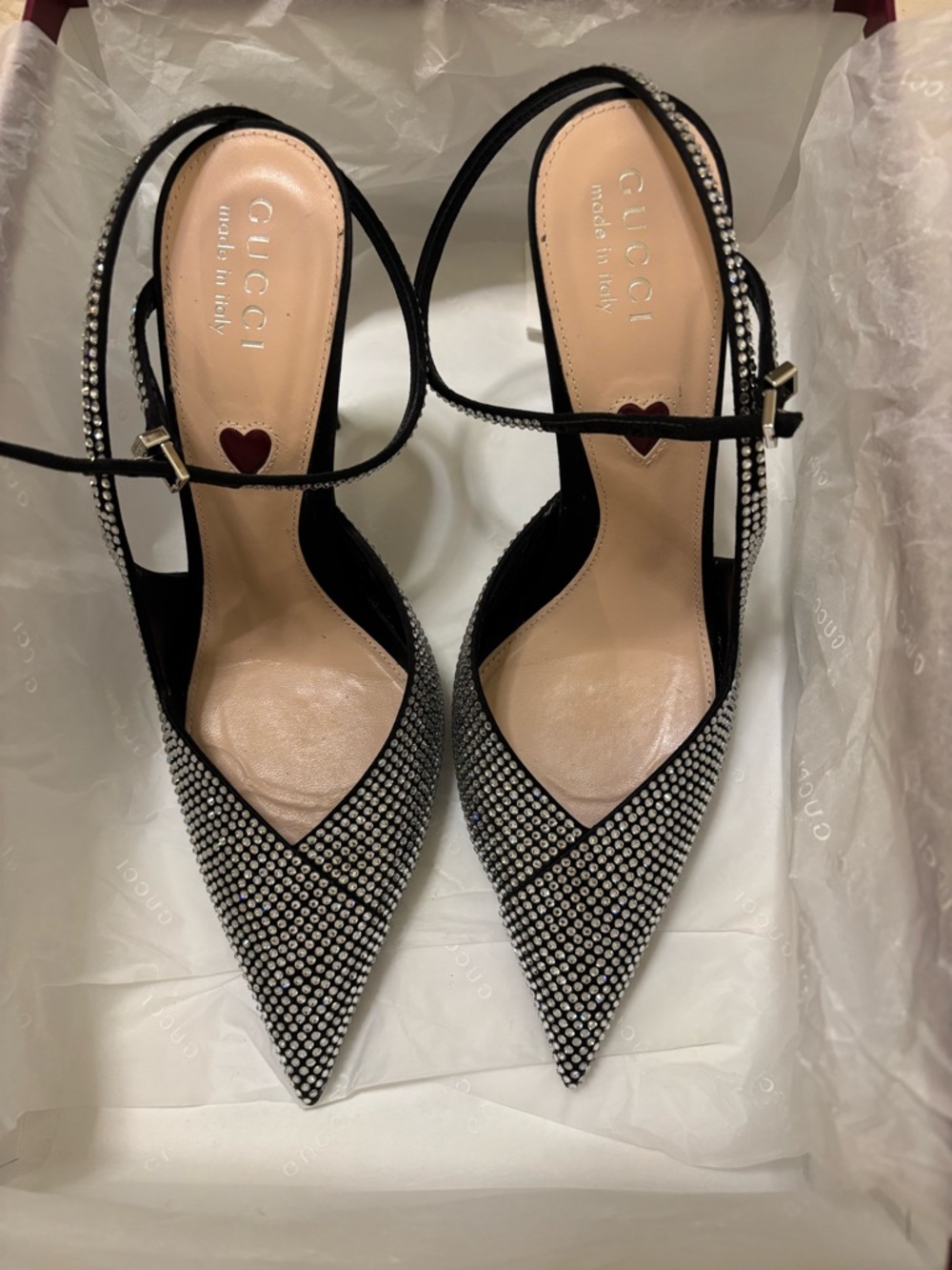 Gucci /Fabulous Black Crystal T-Strap P Stiletto Pumps/ Authentic - Picture 2 of 15